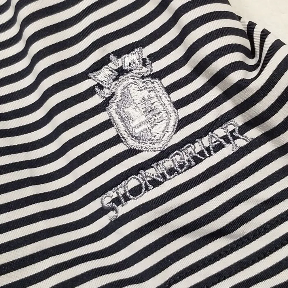 FOOT JOY FJ Mens Size L Navy Blue White Striped Short Sleeve Polo Shirt Golf